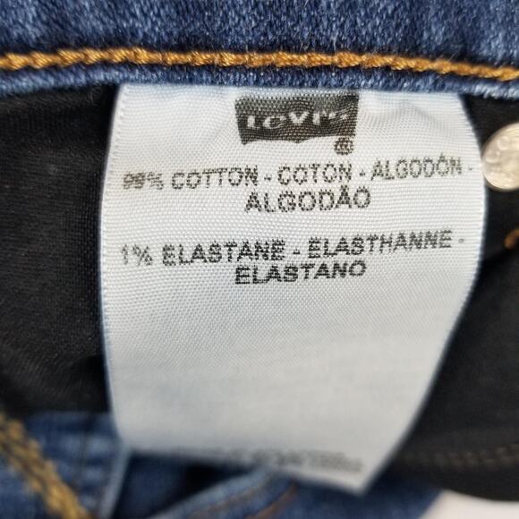 Levis 524 Jeans Size 11 Blue Too Superlow Bootcut Flare Dark Wash Stretch 90s - Picture 6 of 12